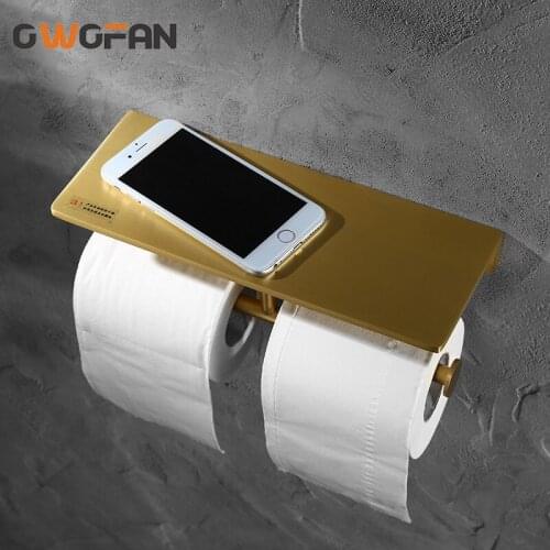 New Toilet Paper Holder, Roll Holder, Dispenser, Brush Solid Brass Gold Bathroom Accessories Holder A08-643