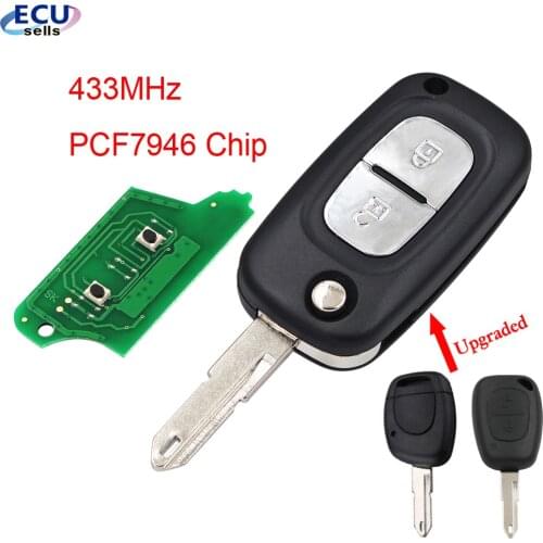 Upgrated 2B Flip Remote Key 433MHz PCF7946 Chip for Renault VIVARO MOVANO TRAFFIC MASTER KANGOO