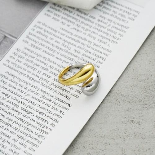 GSOLD Geometric Smooth Solid Round Open Ring Gold Silver Color Copper Two Tone Ring Simple Fashion Party Jewelry Accessories