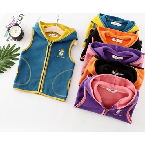 1-6 Years Boys Girls Sleeveless Hooded Vest Jacket Children Cardigan Autumn Children Zipper Sport Outwear Casual Clothing