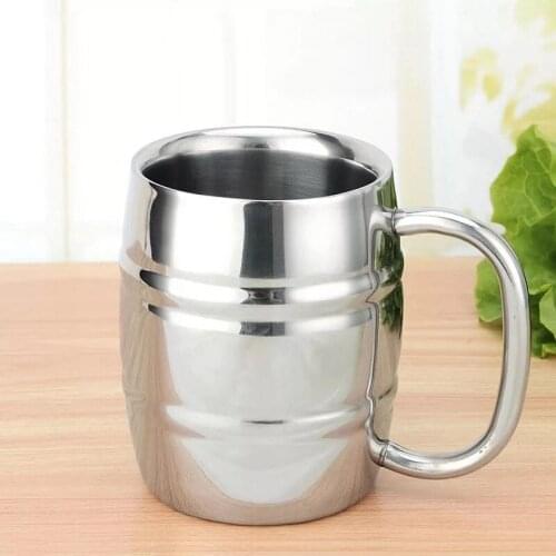 Stainless Steel Beer Mugs Outdoor Camping Teacup With Handle Double-Layer Insulated Portable Water Coffee Cup Office Drinkware