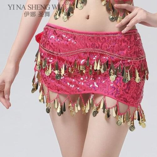 Women Belly Dance Hip Scarf Accessories Belt With Bellydance Tone Coins Waist Chain Wrap Adult Profession Dance Tassel Belt New