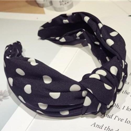 Wide Headband Dots Print for Women Hair Accessories Top Knot Hairband Bow Women Hair Head Band Adults Classic Dots Headband