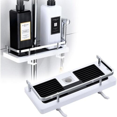 Adjustable Bathroom Pole Shower Shelf Shower Caddy Organizer Shower Head Stand Soap Shampoo Storage Rack Lifting Rod Shower