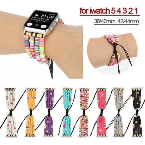 Bohemian Braided Strap for Apple Watch 5 4 band 44mm 40mm 42mm 38mm iwatch 3 2 1 Women Girls Handmade Beads Jewelry Bracelet