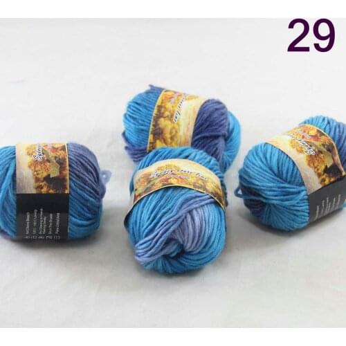 New Sale 4 SkeinsX50g Womens Knit Scarves Shawls Rainbows 100% Wool Chunky Yarn 829 Navy Blue Turquoise