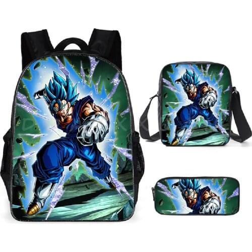 Anime Son Goku Kakarotto Saiyan Schoolbag Travel Backpack Shoulder Bag Pencil Case Three-Piece for Kids Students