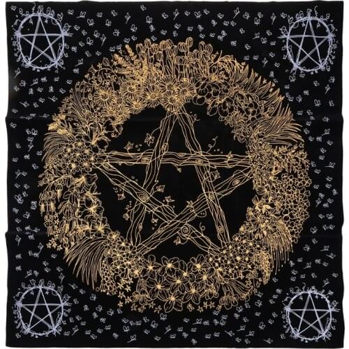 Nature Flower Divition Five-pointed Star Tablecloth Tarot Card Flannel Divination Altar Cloth Board Game Astrology Card Pad