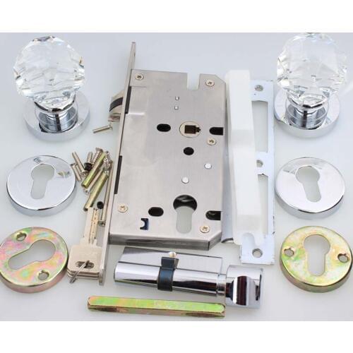 Modern Fashion deluxeTop quality K9 crystal mute machine room wooden door lock silver bedroom book room ball door locks chrome