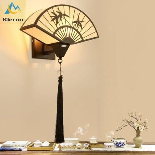 Modern Simple Iron Art LED Wall Lamps Living Room Study Bedroom Bedside Lamps Chinese Style Fan-shaped Room Decor Wall Lights