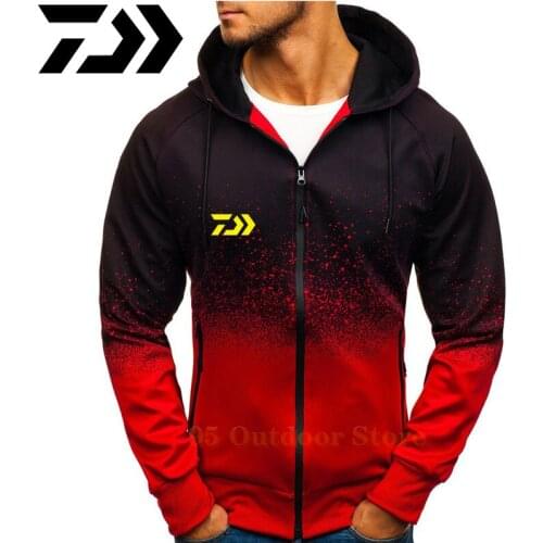 DAIWA Hooded Fishing Sport Jacket Coat Men Quick Dry Running Fishing Jacket Zipper Hoody Sweatshirt Sportswear Fishing Clothing