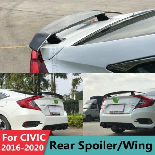 For Honda Civic Spoiler 2016 2017 2018 2019 2020 GT Style Car Decoration Rear Roof Tail Wing ABS Plastic Spoiler 4Door Painted