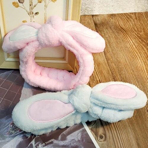 Q Wide Brim Soft Girls Makeup Hair Bezel Wash Face Hairband Rabbit Ears Women Headband Elastic Velvet Hair Accessories