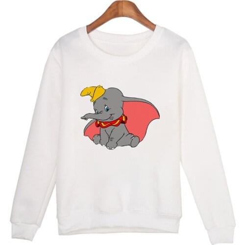 Disney Women Spring Thin Cartoon Loose Sweatshirt 90S Girls Dumbo Print Fashion Pullover Female Clothes Dropship Long Shirts