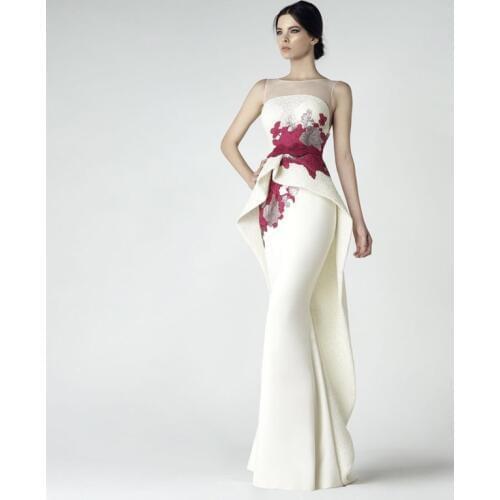 High Quality Beige Formal Mermaid Evening Dress 2019 New Sheer Neck Illusion Back Unique Prom Dress Chic Design Long Party Gowns