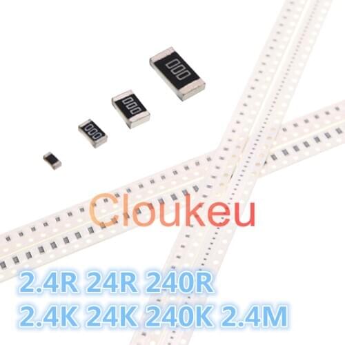 0402 0603 0805 1206 1210 1812 2010 2512 1% 5% Chip Resistor 2.4R 24R 240R 2.4K 24K 240K 2.4M Ohm