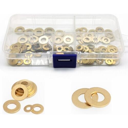 130Pcs/set Copper Washer Brass Flat Gasket M2 M2.5 M3 M4 M5 M6 Assortment Kit