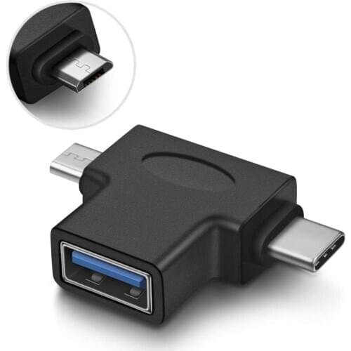 2 in 1 OTG Converter USB 3.0 to Micro USB and Type C Adapter USB3.0 Female to Micro USB Male and USB C Male Connector