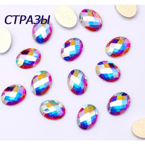 4x6mm 6x8mm Oval Rhinestones Uñas AB Crystal Flat Back Nail Art Glitter Rhinestone Glass Manicure Tips Charms 3D Nail Decoration