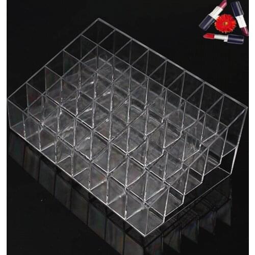 24/40 Lattice Trapezoid Plastic Transparent Makeup Display Rack Lipstick Stand Rack Cosmetic Organizer Holder Box High Quality