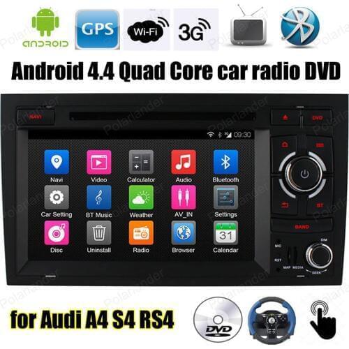 Android4.4 FM AM Car radio Support BT 3G WiFi Mirror Link DAB + OBDII TPMS GPS For Audi A4 S4 RS4 7 inch Quad Core DVD player