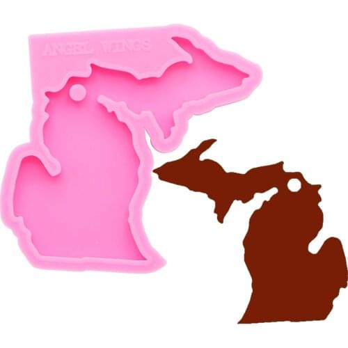 Shiny keychains US michigan state map Silicone Molds DIY Jewelry keychain mould Epoxy Resin Mold Custom DY0217