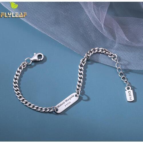 Flyleaf Vintage Weaving Tank Chain Real 925 Sterling Silver Bracelets For Women Fine Jewelry Bracelets & Bangles Personalized