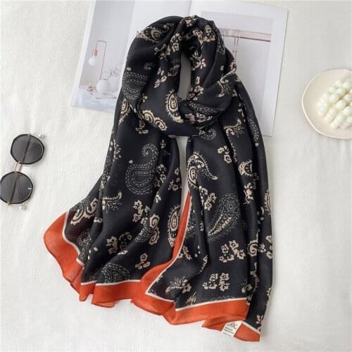 180*90cm Paisley Cotton Solid Scarf for Women Print Autumn Warm Viscose Shawl wrap Foulard Large Neck Beach Stoles Echarpe