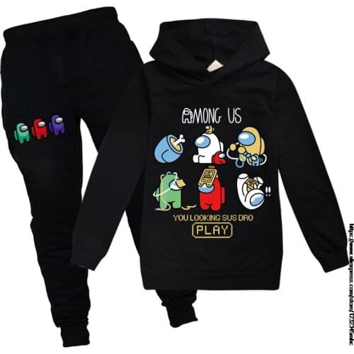 Game Among Us Spring New Suit Cotton Kids Hoodie And Pant Two-piece Cartoon 2-16 Years Girl Boys Clothes Children Clothing Set