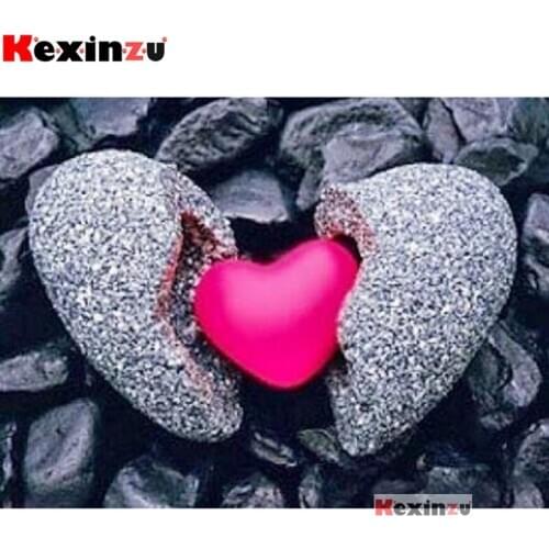 Kexinzu Full 5D DIY Square/Round Drill Diamond Painting Embroidery Kit"Pebble heart"Mosaic Cross Stitch Stickers Decor Gift XY46