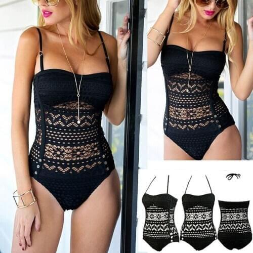 Summer Women Bikini Set Swimsuit High Waist Hollow Lace Ladies Bathing Suit Swimwear Beachwear One-piece