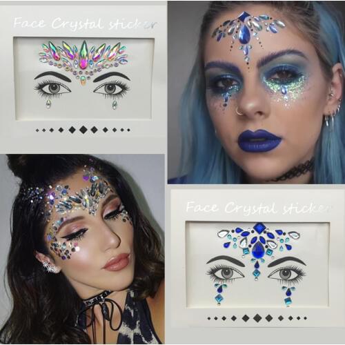 Prajna Masquerade Face Decorative Rhinestones DIY Holiday Party Crystal Tattoo Face Stick Drill Music Festival Stickers G
