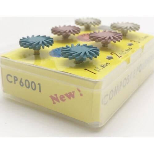 6Pcs/Set Dental Lab Brush Burs Resin Disc Kit Composite Polishing Spiral Flex