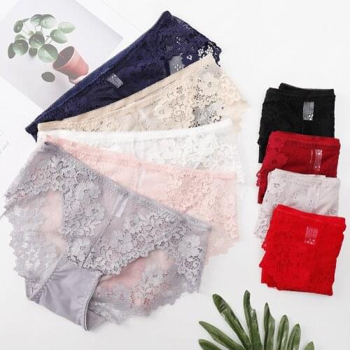 New product cotton bottom crotch cloth lace trim sexy breathable womens mid-waist womens panties