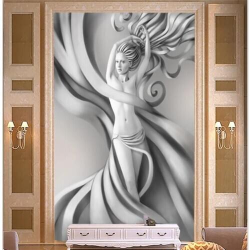 Beibehang Wallpaper custom living room bedroom mural embossed beautiful Roman sculpture porch background wall decoration