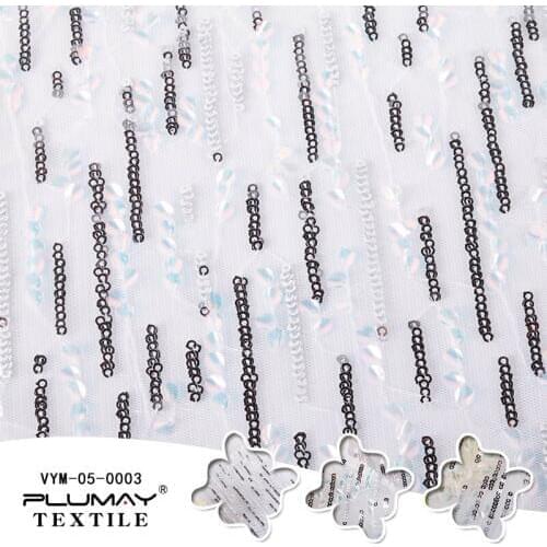 Wholesale 3mm 100%polyester tassel mesh sequin fabric for dress by half(1/2) yard