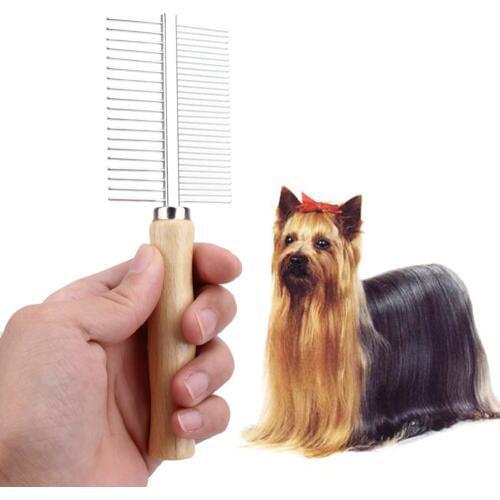 Pet Shedding Hair Grooming Comb Slicker Brushes For Pet Wooden Handle Brush Stainless Steel Pin Dog Comb