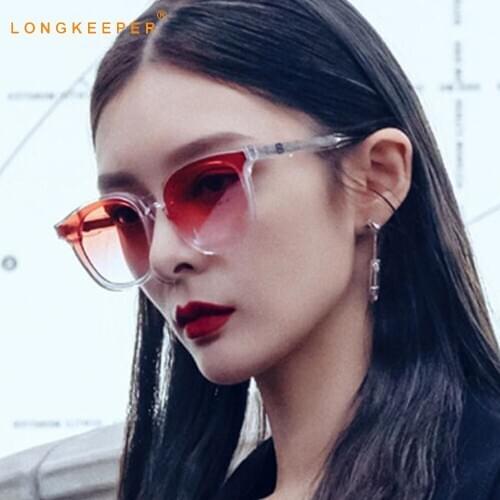 LongKeeper Trendy Fashion Cat Eye Sunglasses Women Brand Designer Pink Gradient Sun Glasses Ladies Retro Oculos de sol feminino
