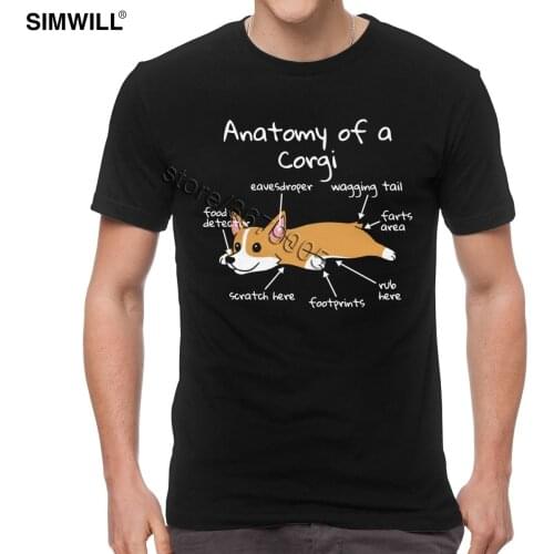 Funny Anatomy Of A Corgi T Shirt Men Cute Kawaii Pet Dog Tshirt Short Sleeve Streetwear Leisure Tee Fashion Lovely Tops Oversize