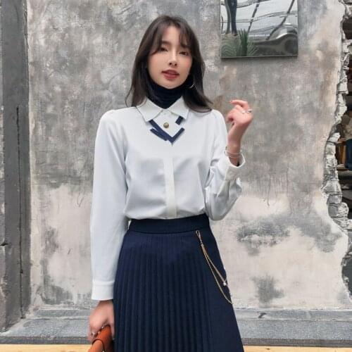 2020 Fashion Shirt Women Blouses Shirt Long Sleeve White Shirt British Style Office Lady