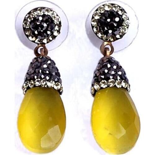 Women Yellow Tiger Eye Handmade Silver Gold Plated Special Design Earrings, Silver Earrings, Handmade Gemstone Earrings