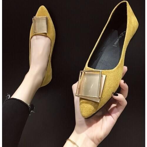 New Spring And Autumn Single Shoes Square Head Female Sets Of Mouth Sequins Design Non-slip Suede Wild Casual Peas Shoes B21-13