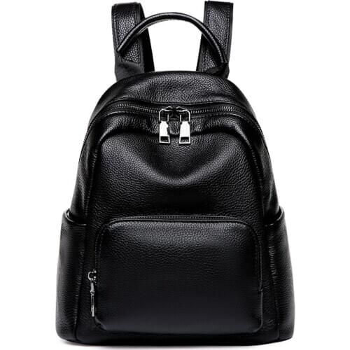 Womens Backpack Cowhide Genuine Leather Bag for Lady Girls Leisure Bags Korean Style Knapsack Student Packsack 2021 New