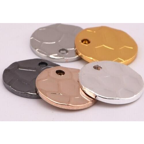 10mm Round Spherical Single Hole Embossed Copper Disc Pendant Bracelet Pendant DIY Jewelry Accessories