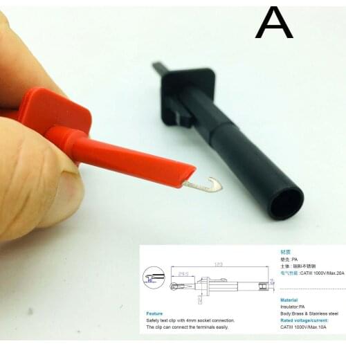 5 Red and 5 black Quick Test Hook Clip Professional Insulated High Voltage Testing Probe 4mm jack