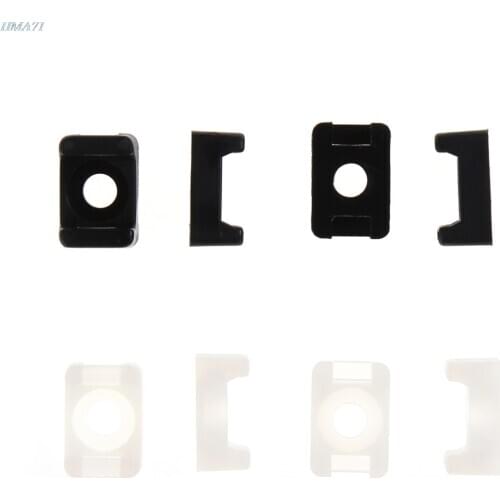100PCs 4.6mm Cable Tie Mount Wire Buddle Saddle Type Plastic Holder White Black
