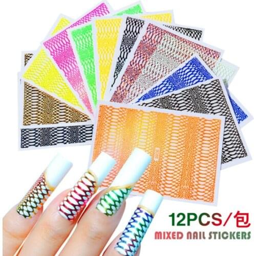 12 pcs/Set New 3D Bohemia Self-Adhesive Neon Curve Serpentine Stripe Nails Stickers Acrylic Decorations Nail art decoration