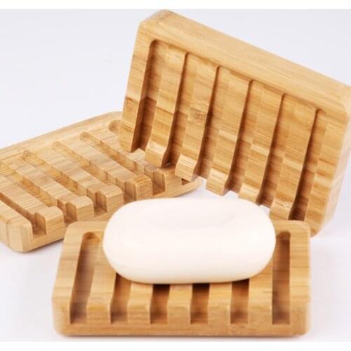 2Pcs/Set Natural Wooden Bamboo Soap Dishes Portable Shower Bar Soap Holder Box Rack Case Waterfall Self Draining Tray Tools