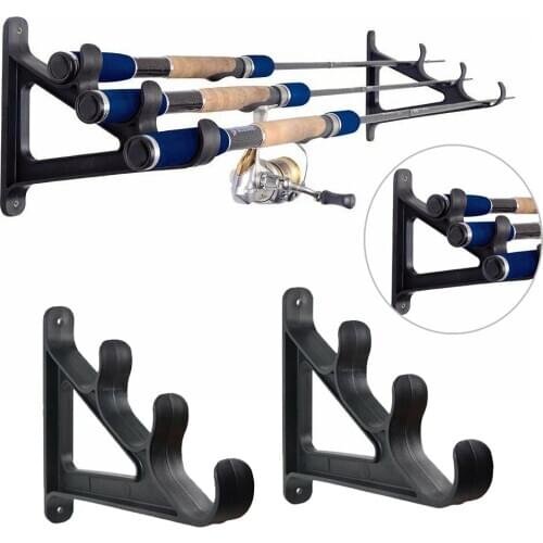 2pcs 3-Position Rack Fishing Rod Storage Wall Bracket Wall Mount Fishing Pole Racks Holder Camping Fish Tackle Pesca Iscas Tools