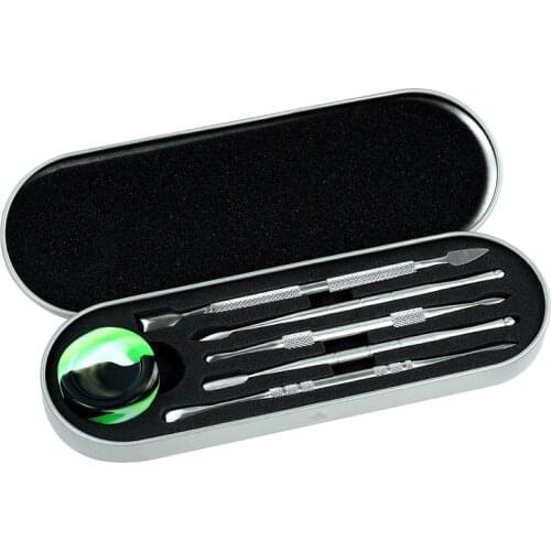 5pcs/Box Carving Tool and 5ml Silicone Container Jar Stainless Steel Dabber for Slick Oil Wax Concentrate